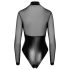 Noir - läikiv body läbipaistva detailiga (must) - XL