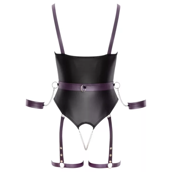 Cottelli - avatud bondage-body käeraudadega - must