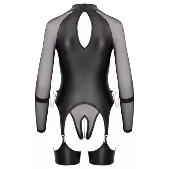 Cottelli Bondage - läbipaistev pluus käeraudadega - must - M