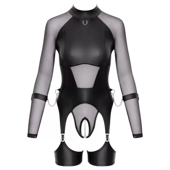 Cottelli Bondage - läbipaistev pluus käeraudadega - must - L