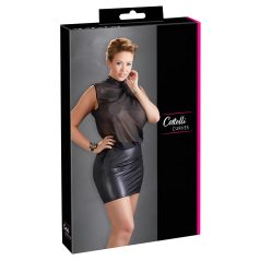 Cottelli Plus Size - seksikas šifoonkleit - must