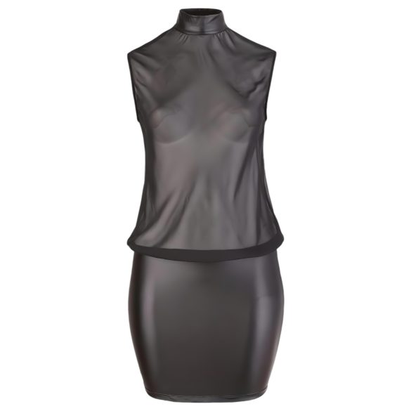 Cottelli Plus Size - seksikas šifoonkleit - must - 2XL