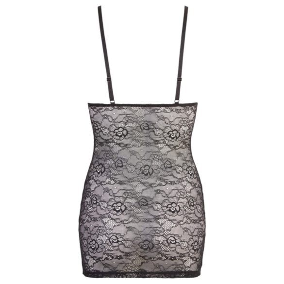 Cottelli - läikiv triibuline pitskleit - must - L