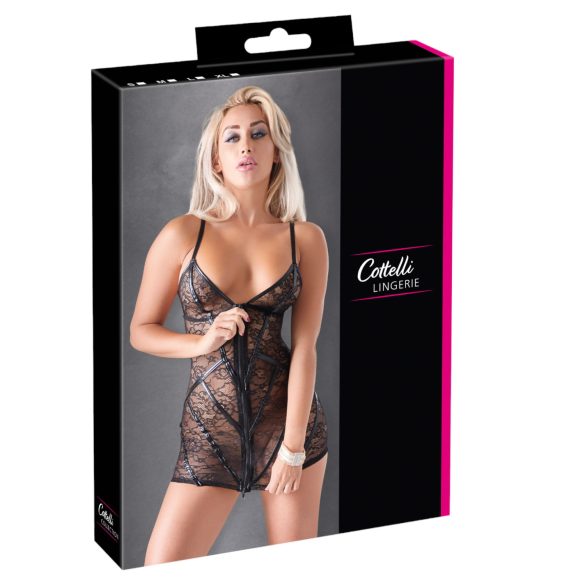 Cottelli - läikiv triibuline pitskleit - must - XL