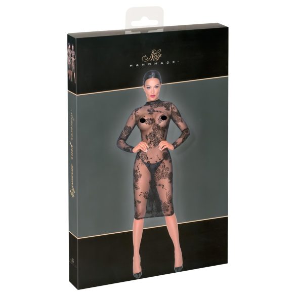 Noir - läbipaistev, lilleline pikkade varrukatega kleit (must)