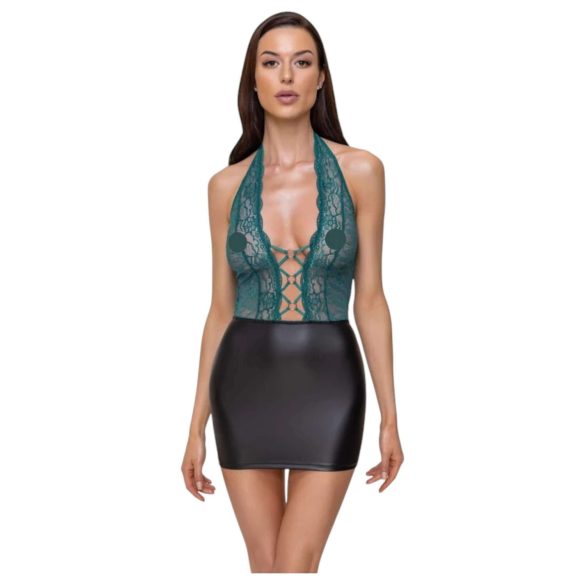 Cottelli - pitsiline korsetikleit (must-roheline) - XL