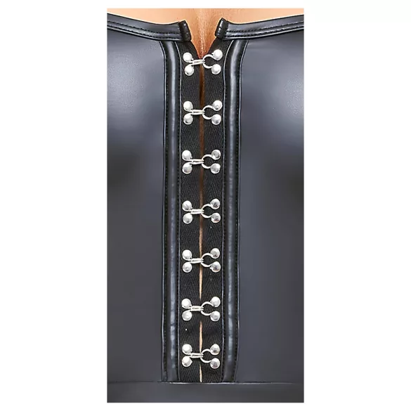 Cottelli - läikiv minikleit volditud seelikuga - must - L