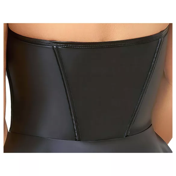 Cottelli - läikiv minikleit volditud seelikuga - must - L