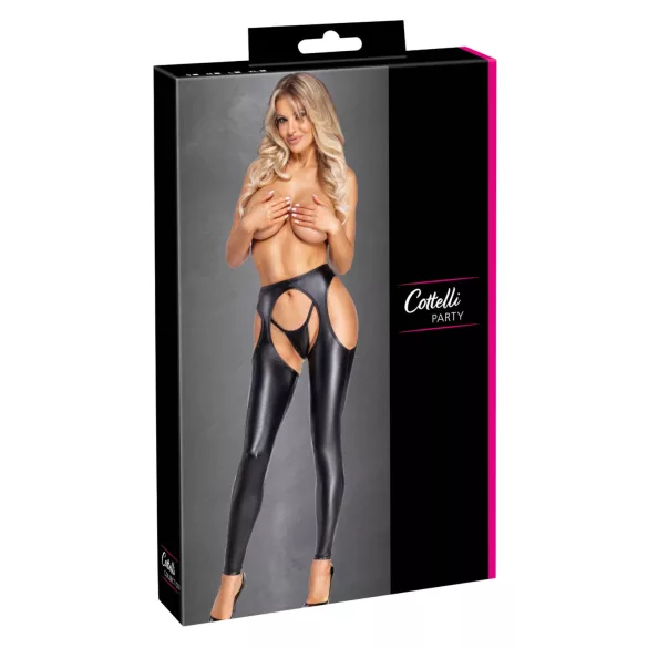 Cottelli - avatud chaps-püksid ja stringikomplekt (must) - M