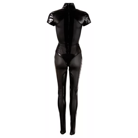 Cottelli - lühikeste varrukatega läikiv catsuit - must - S