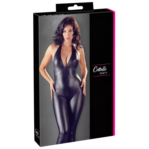 Cottelli Party - läikiv catsuit - must - L