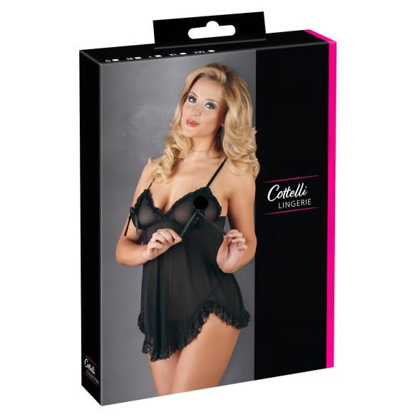Cottelli - Õrn, volangidega babydoll (must)