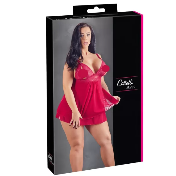 Cottelli Plus Size - pitsist babydoll suur suurus - punane - XL