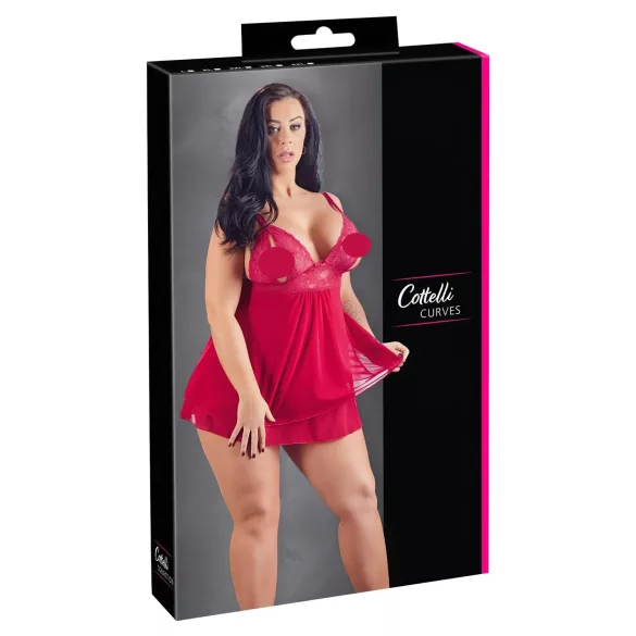 Cottelli Plus Size - pitsist babydoll suur suurus - punane - 4XL