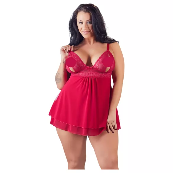 Cottelli Plus Size - pitsist babydoll suur suurus - punane - 4XL