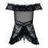 Obsessive Flores - volangidega babydoll ja stringid (must)