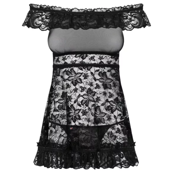 Obsessive - babydoll ja stringid - satsidega - must - L/XL