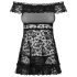 Obsessive Flores - volangidega babydoll ja stringid (must) - L/XL