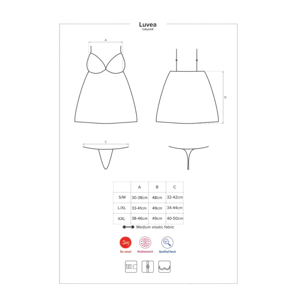 Obsessive Luvae - naiste võrkkleit ja stringid - lilleline, kivikestega - must - L/XL