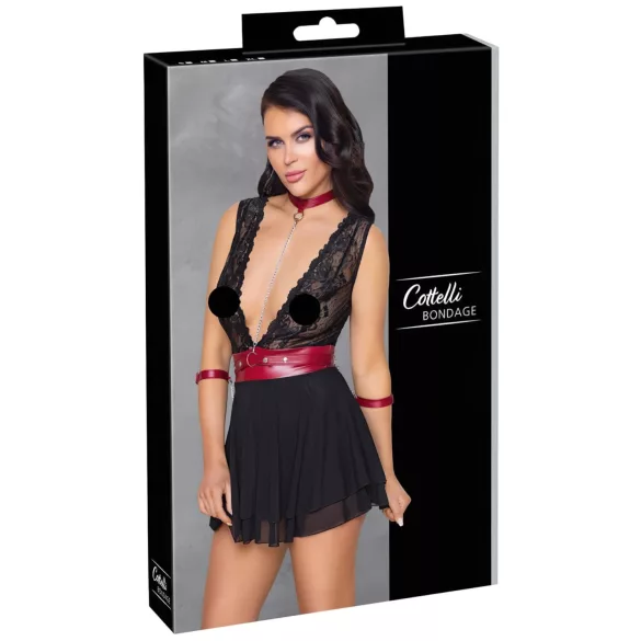 Cottelli Bondage - kaelapael pitsist babydoll (must) - L