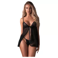 Obsessive - pitsist babydoll komplekt - must - M/L