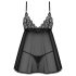 Obsessive - pitsist babydoll komplekt - must