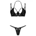 Obsessive Keira Lise - läikiv rinnahoidja komplekt - must - L/XL