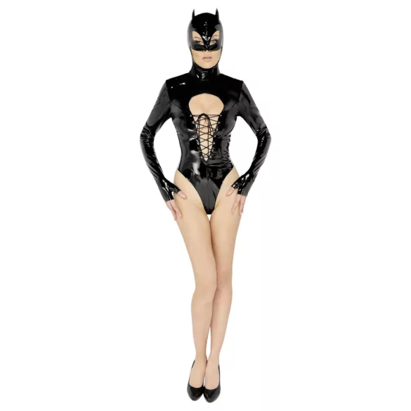 Black Velvets - pikkade varrukatega batwoman body - must