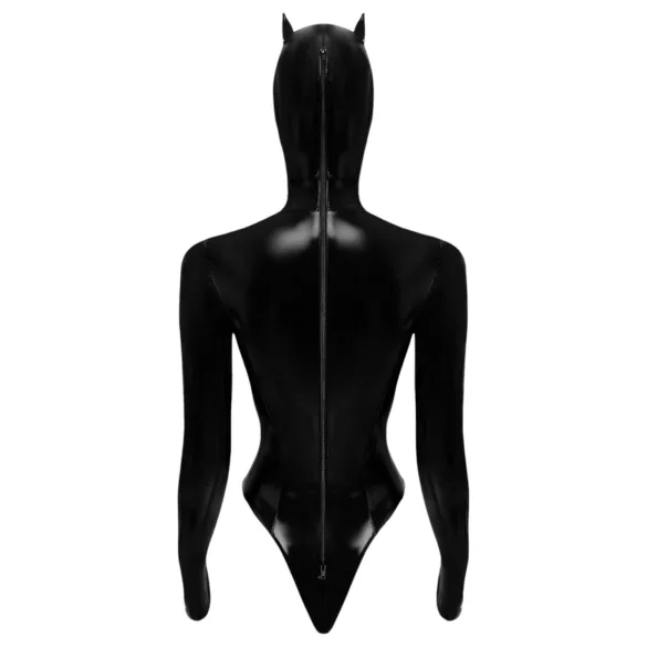 Black Velvets - pikkade varrukatega batwoman body - must