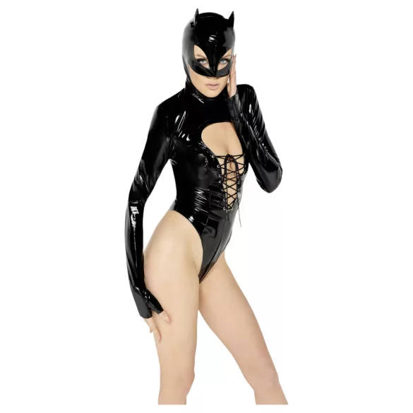 Black Velvets - pikkade varrukatega batwoman body - must - L