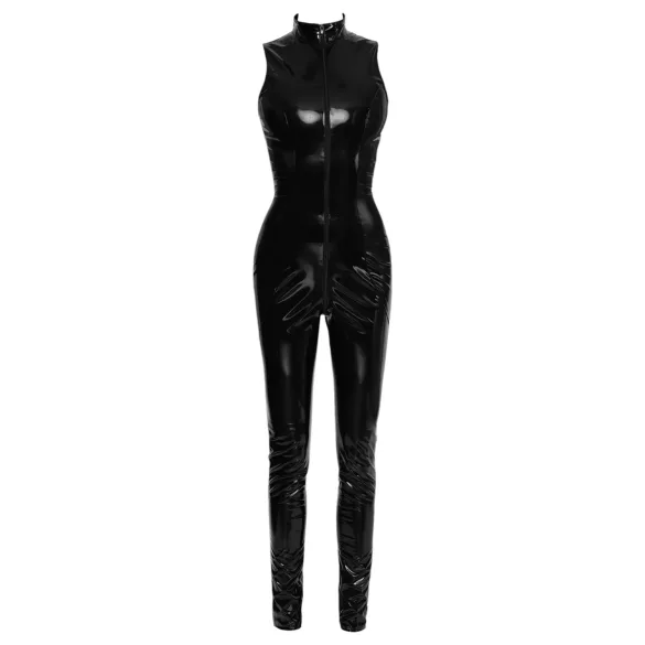 Black Level - läikiv lukuga catsuit - must - M