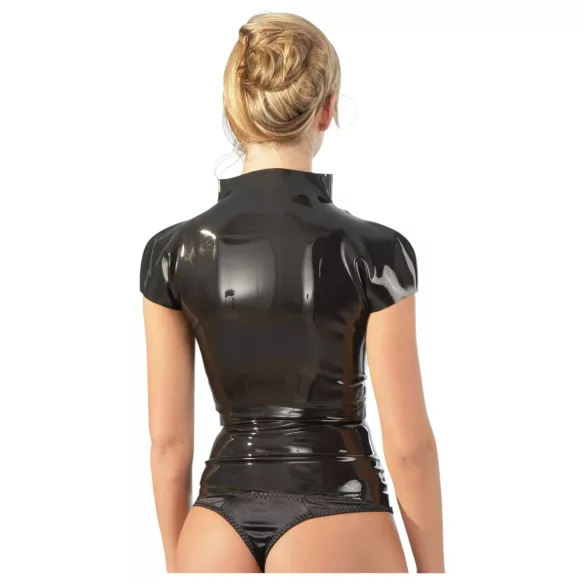 LATEX - naiste lühikeste varrukatega lukuga pluus - must - XL
