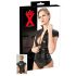 LATEX - lukuga lühikeste varrukatega naiste must pluus - 2XL