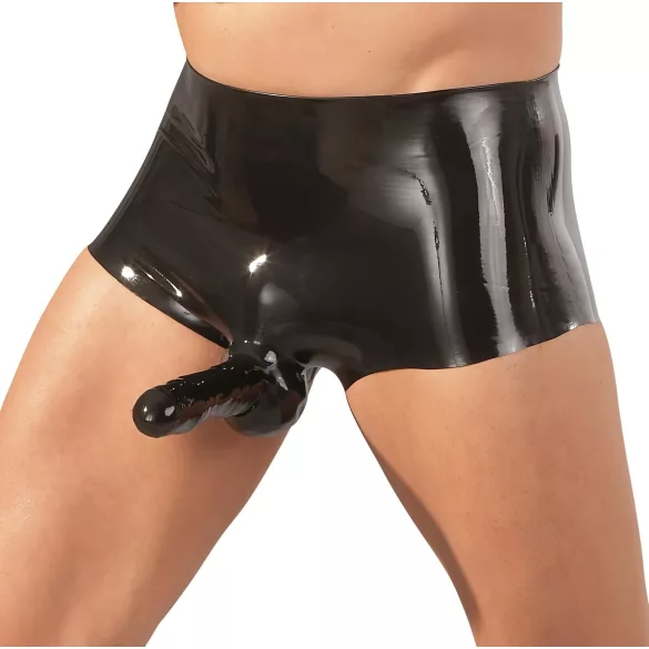 Latex-bokserid + peenisekate (must) - L/XL