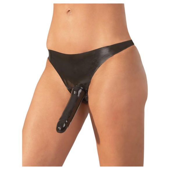 LATEX - aluspüksid välise dildohoidjaga - must (S-L)