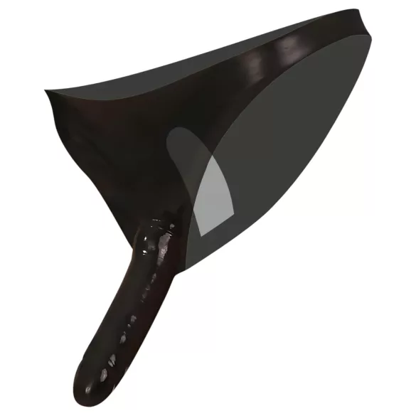 Latex must (must värvi) aluspüksid välise ja sisemise dildoga (S-L)
