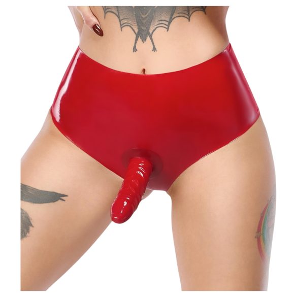 LATEX - aluspüksid realistliku dildoga (punane)