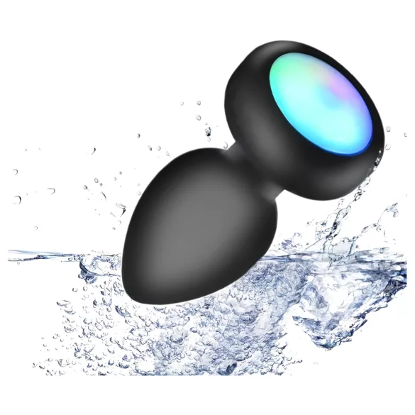 Mrow - anaalseks vibraator - kaugjuhtimispult, valgustusega - must