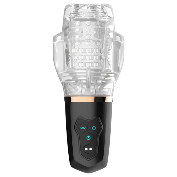 Funny Me Rocket Cup - imemis- ja vibreeriv masturbaator - läbipaistev/must