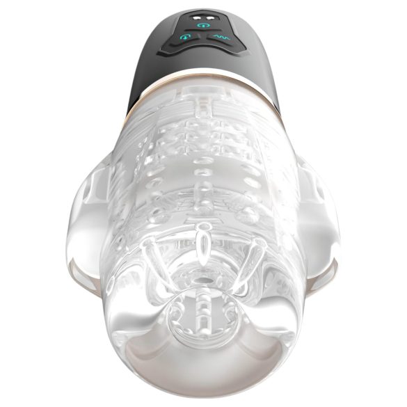 Funny Me Rocket Cup - imemis- ja vibreeriv masturbaator - läbipaistev/must