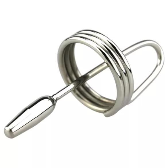 DeepRing - peeniserõngas metall dilataatoriga - 9 cm hõbedane