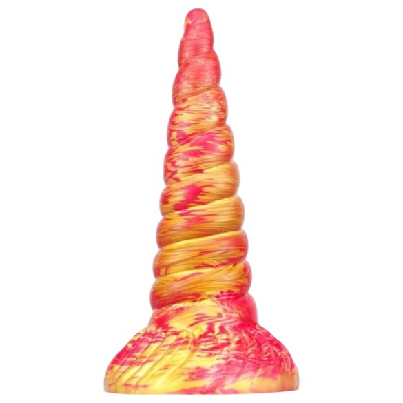 Metallikast anal - ükssarviku dildo - 17cm (roosa-kuldne)