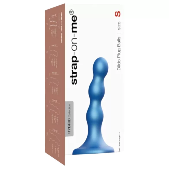 Strap-on-me - väike kuulidega dildo iminapaga - silikoon, sinine