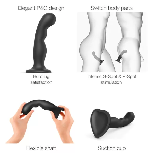 Strap-on-me - kõver dildoga rihm - iminapaga - must