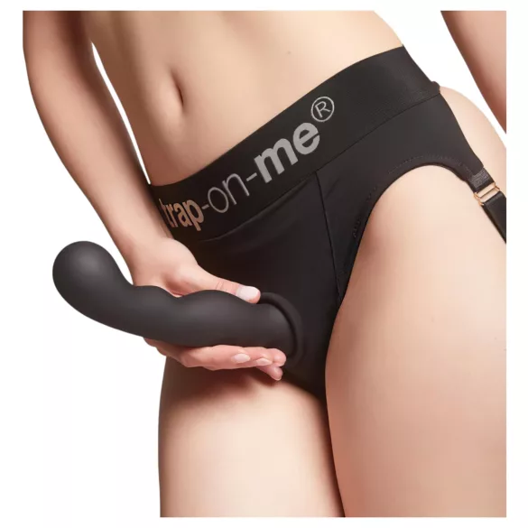 Strap-on-me - kõver dildoga rihm - iminapaga - must