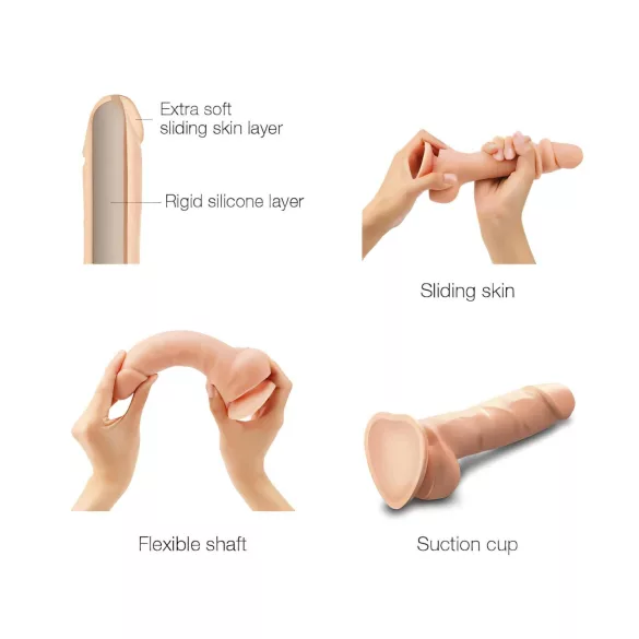Strap-on-me - topeltkihiline silikoon dildoga iminapaga - naturaalne