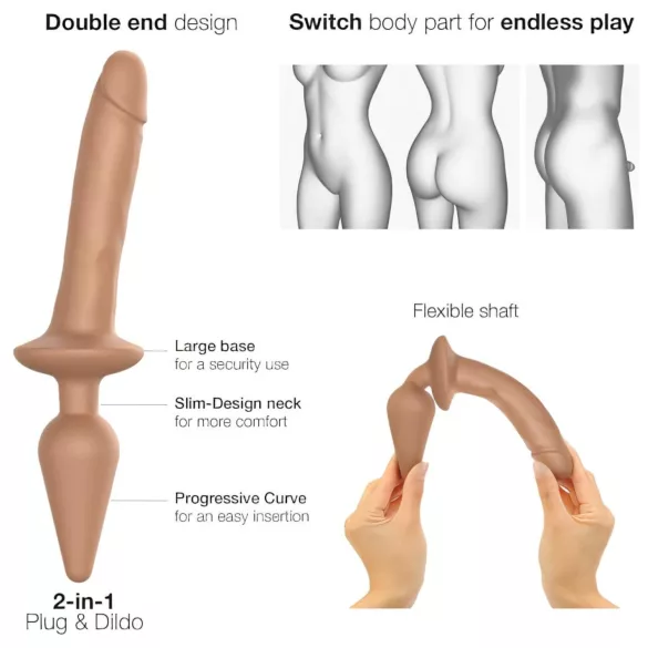 Strap-on-me Switch Realistic L - 2in1 silikoondildo (naturaalne)