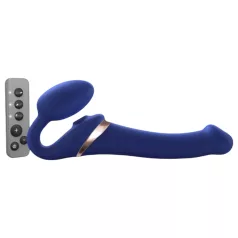   Strap-on-me - Strap-on vibreeriv õhulaine stimulatsiooniga - sinine - M