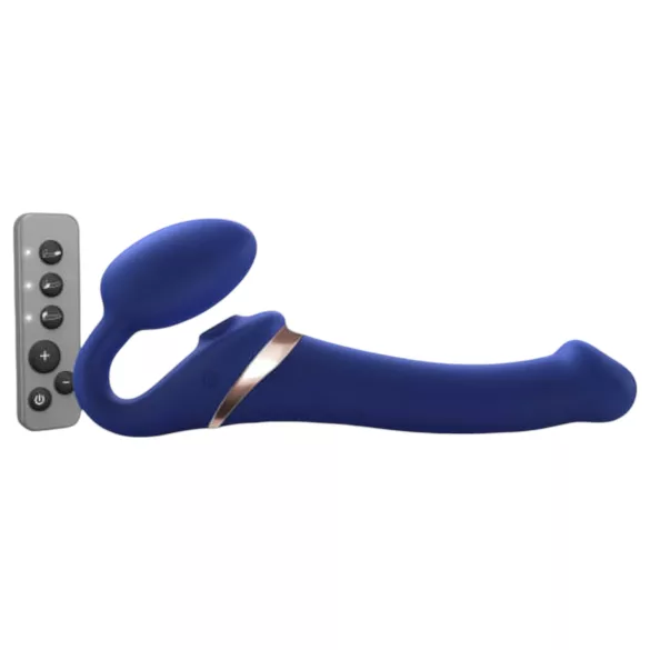 Strap-on-me - Strap-on vibreeriv õhulaine stimulatsiooniga - sinine - M