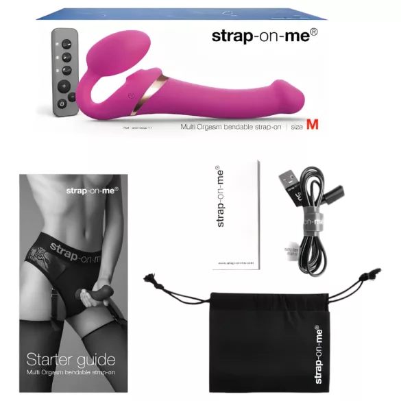Strap-on-me M - pealepandav, lainelise õhuga vibraator (roosa)